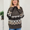 Fair Isle Hem Crew Neck Marled Knit Sweater