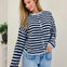 Two Tone Striped Button Front Cardigan