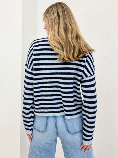 Two Tone Striped Button Front Cardigan