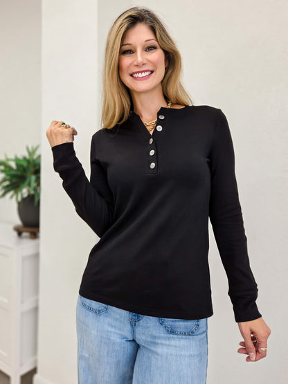Quarter Concho Button Down Long Sleeve Top