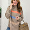 Color Block Striped Turtleneck Sweater