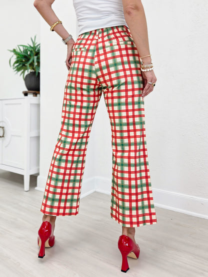 Christmas Gingham Flare Pants