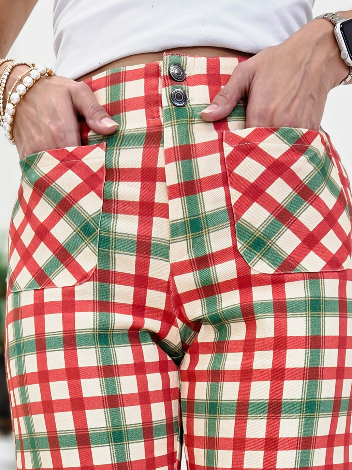 Christmas Gingham Flare Pants