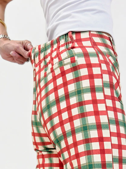 Christmas Gingham Flare Pants