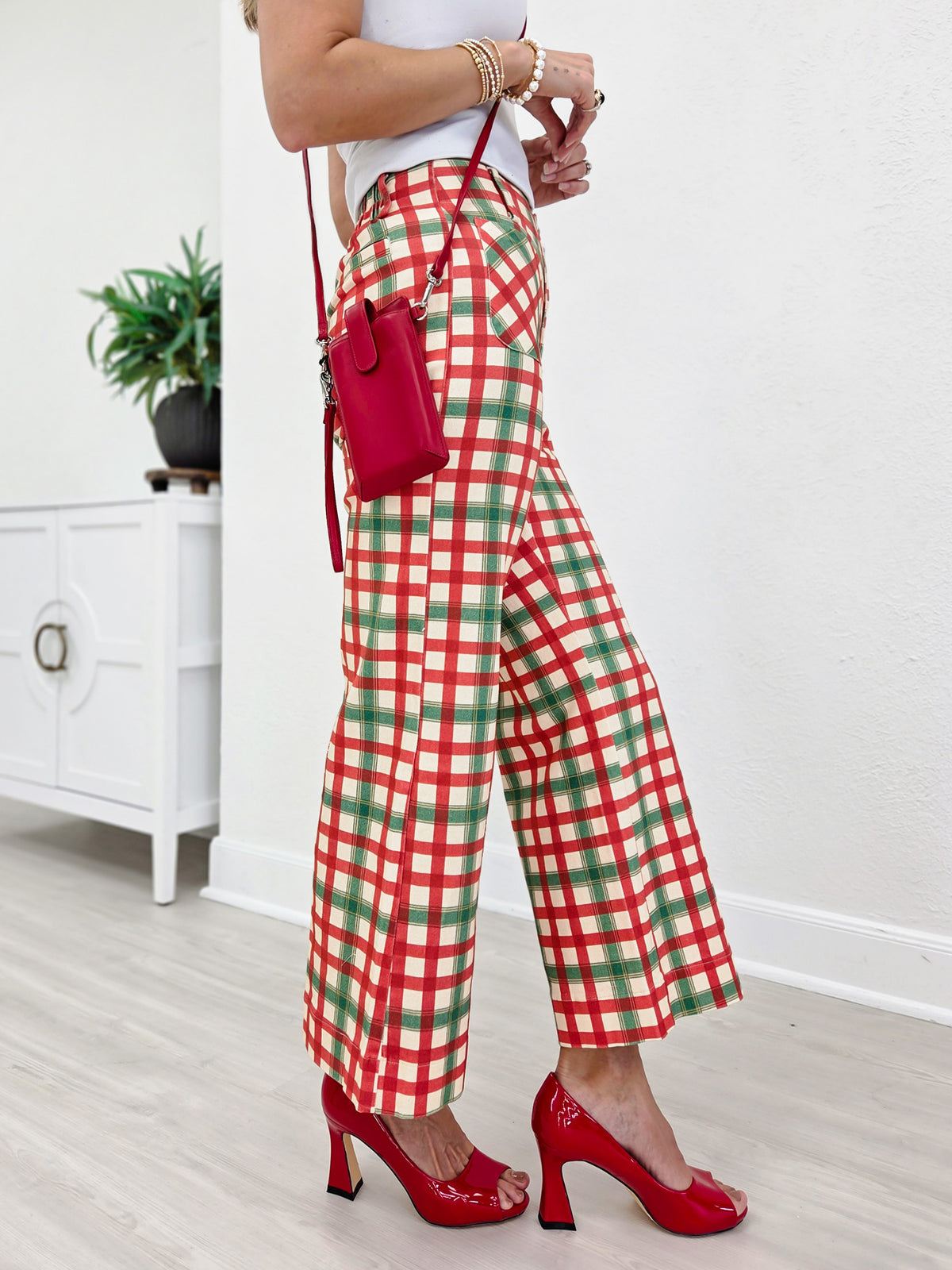 Christmas Gingham Flare Pants