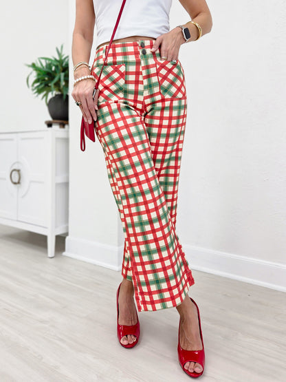 Christmas Gingham Flare Pants