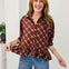 Plaid Ruffle Hem Button-Down Blouse