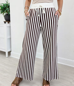 Vertical Striped Wide Leg Pants