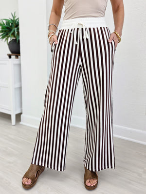 Vertical Striped Wide Leg Pants