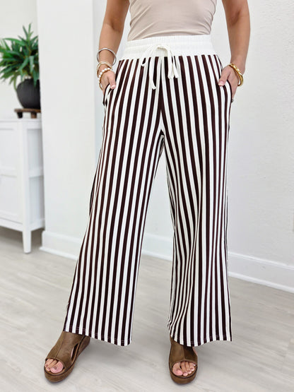 Vertical Striped Wide Leg Pants