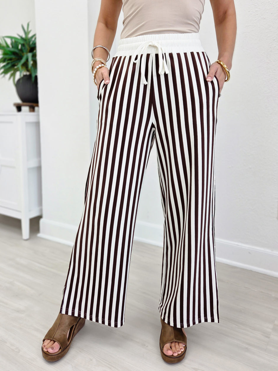 Vertical Striped Wide Leg Pants