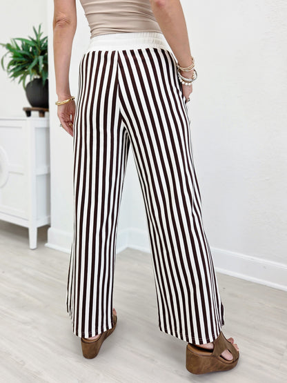Vertical Striped Wide Leg Pants