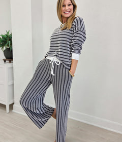 Striped Ribbed Pullover & Pants Set