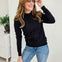 Women's Sweater Top Hoodie With Front Pocket-Black