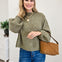 High-Neck Balloon Sleeve Rolling Edge Sweater
