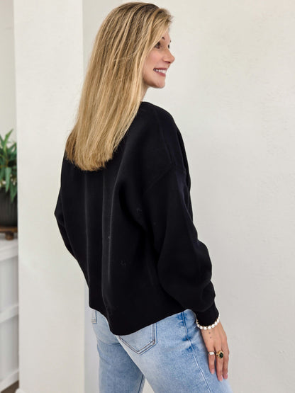 Balloon Sleeve Open Front Cardigan