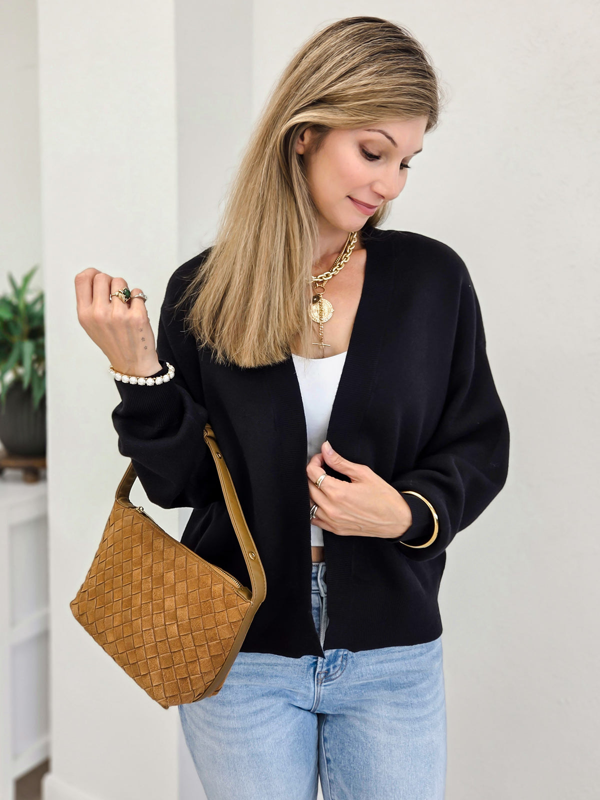 Balloon Sleeve Open Front Cardigan