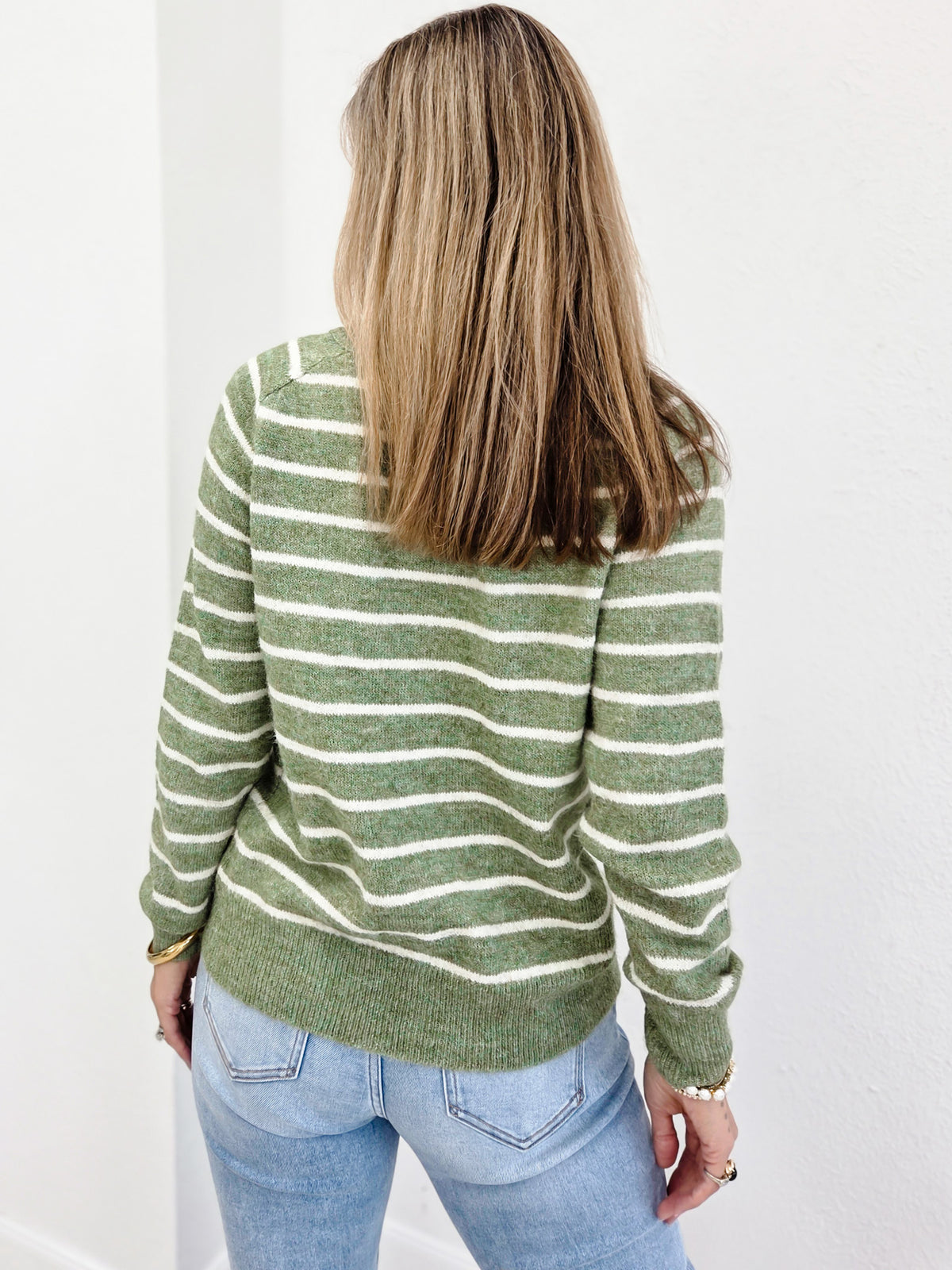 Fuzzy Striped Pullover Sweater