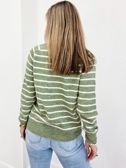 Fuzzy Striped Pullover Sweater
