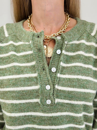 Fuzzy Striped Pullover Sweater