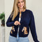Horse Jacquard Button Down Cardigan