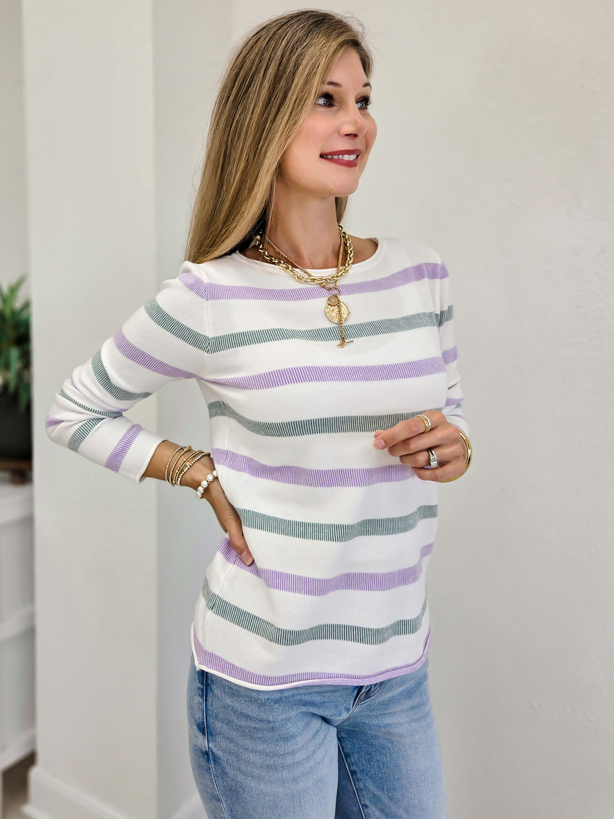 Textured Striped Sweater