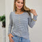 Ribbed Henley Scoop Neck Long Sleeve Top