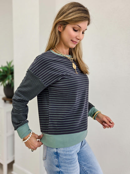 Super Soft Micro Brushed Stiped Sweatshirt