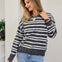 Double Striped Crew Neck Sweater With Center Seam Detail