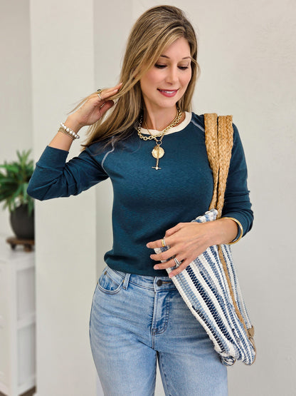 Long Sleeve Top with Exposed Stitch Detail