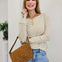 Striped Jersey Top With Cuff Sleeve Button Detail