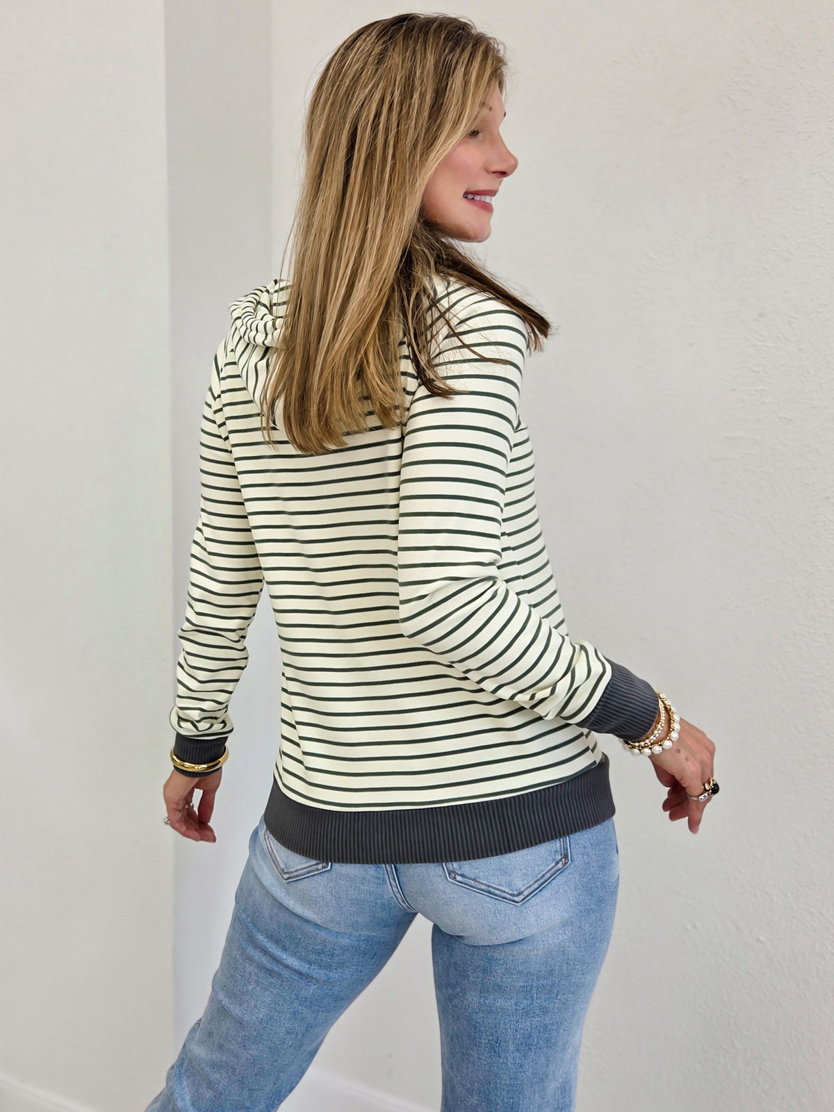 Techno Pinstriped Hoodie Top