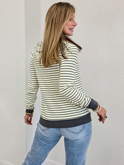 Techno Pinstriped Hoodie Top