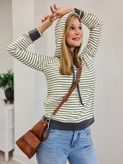 Techno Pinstriped Hoodie Top