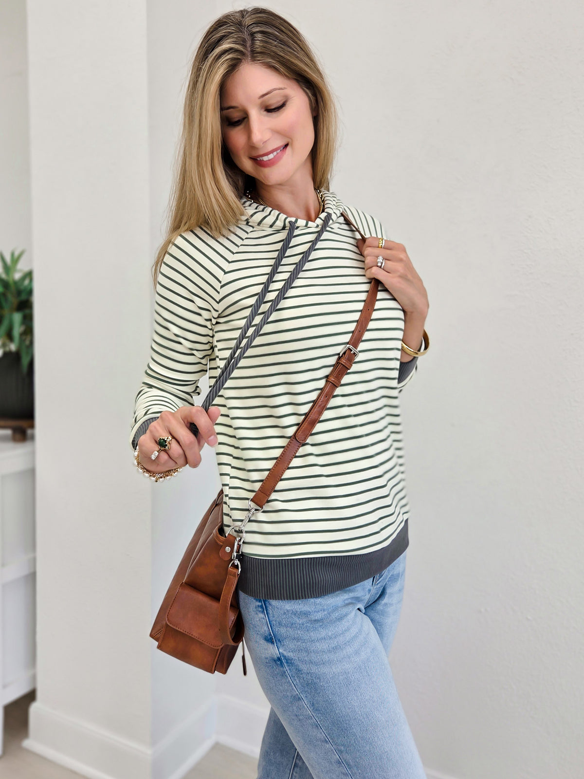 Techno Pinstriped Hoodie Top