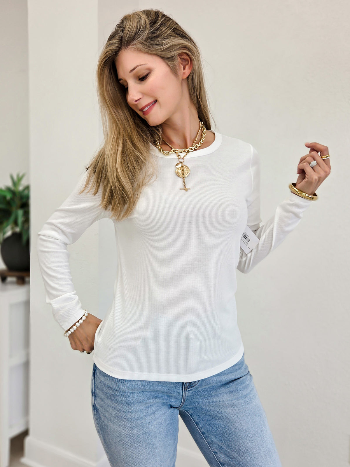 Basic Baby Ribbed Solid Long Sleeve Top