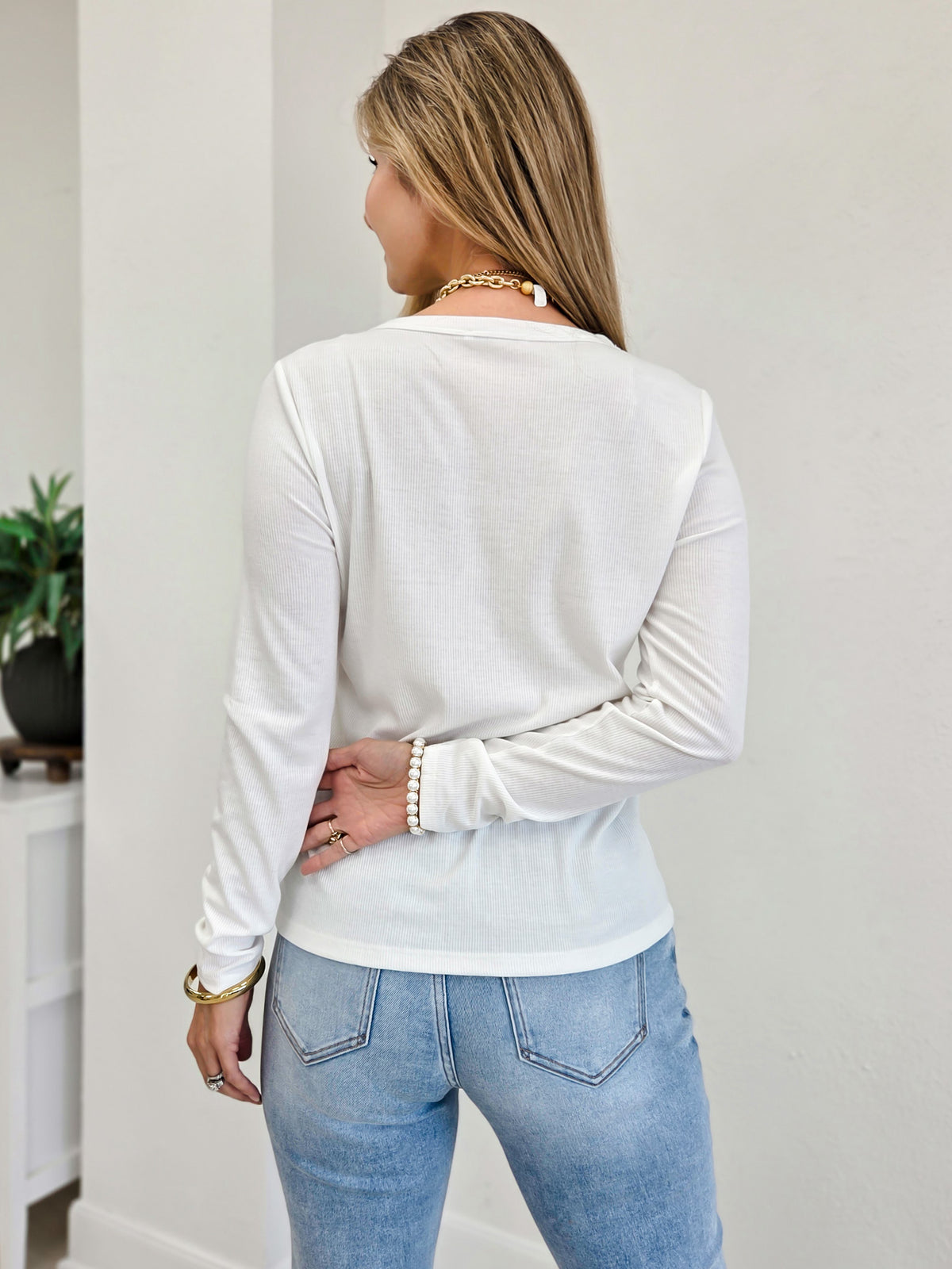 Basic Baby Ribbed Solid Long Sleeve Top