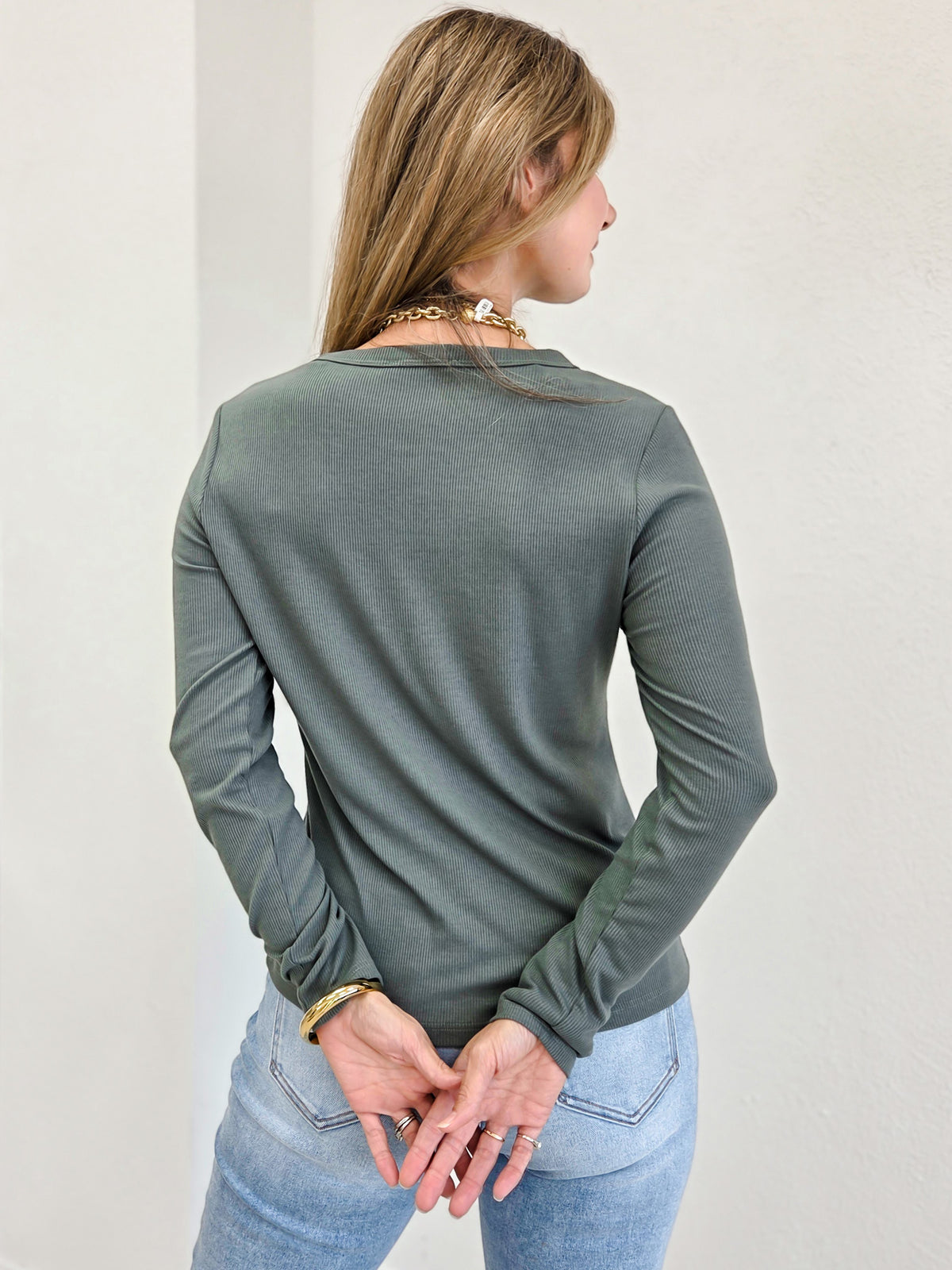 Basic Baby Ribbed Solid Long Sleeve Top