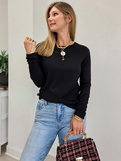 Basic Baby Ribbed Solid Long Sleeve Top