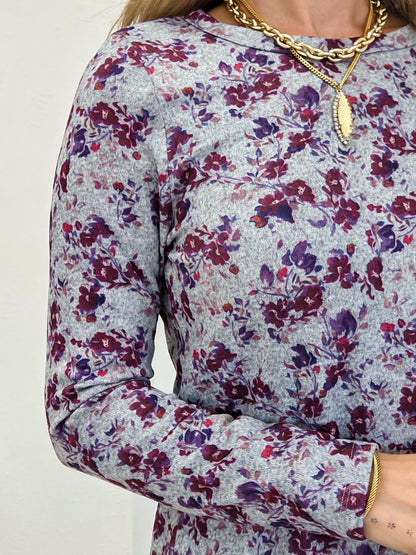 Long Sleeve Hacci Floral Top