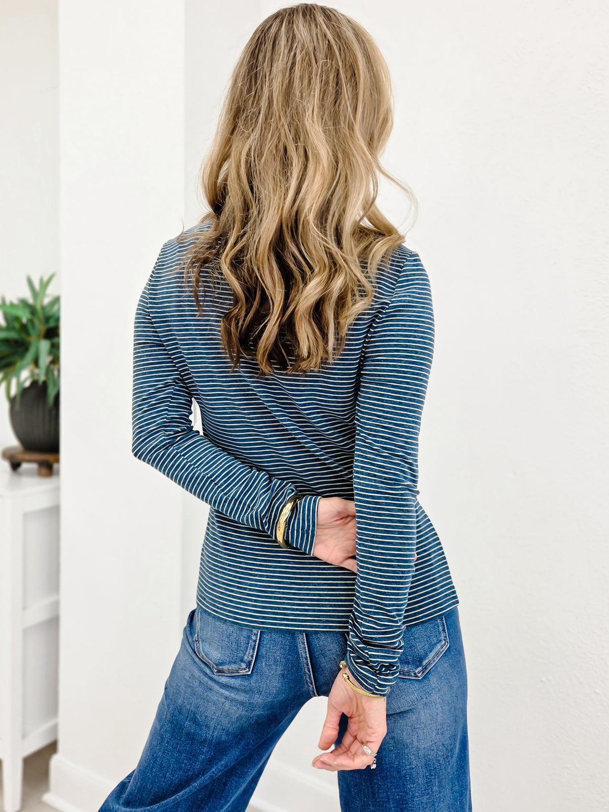 LONG SLEEVE BASIC STRIPED JERSEY TOP