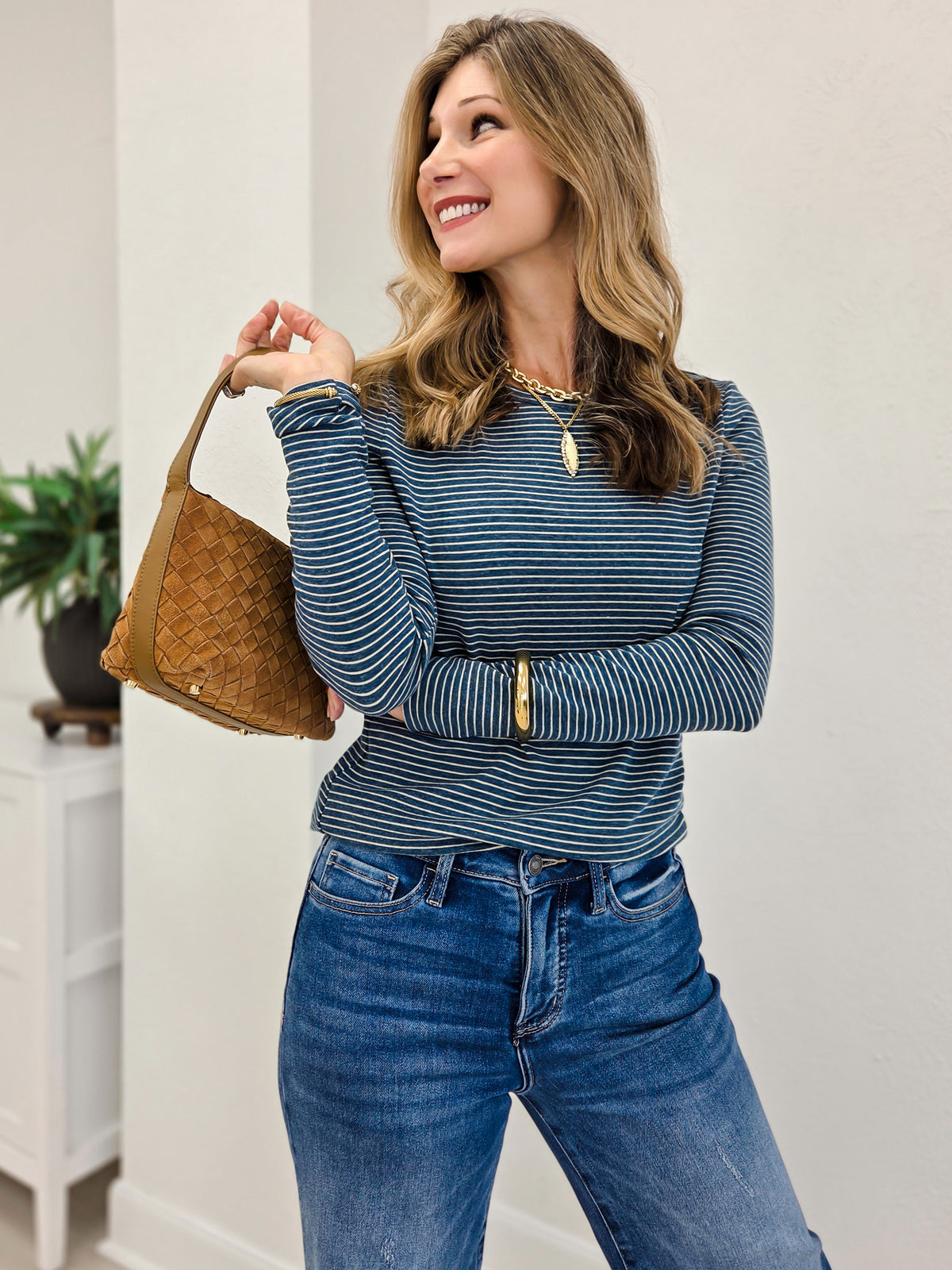 LONG SLEEVE BASIC STRIPED JERSEY TOP