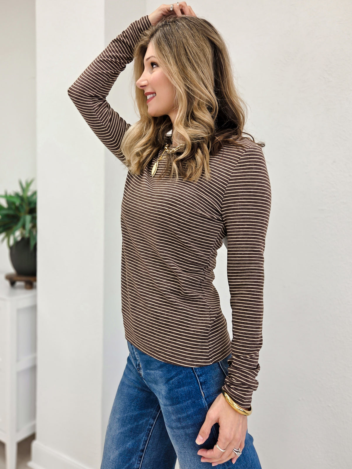 LONG SLEEVE BASIC STRIPED JERSEY TOP