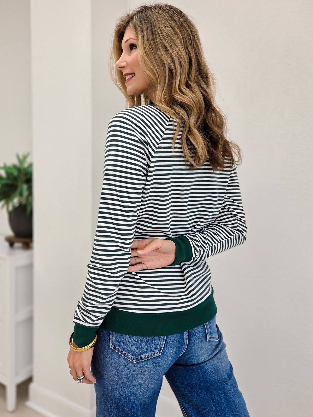 Striped Terry Basic Sweatshirt