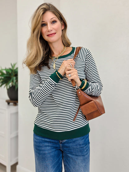 Striped Terry Basic Sweatshirt