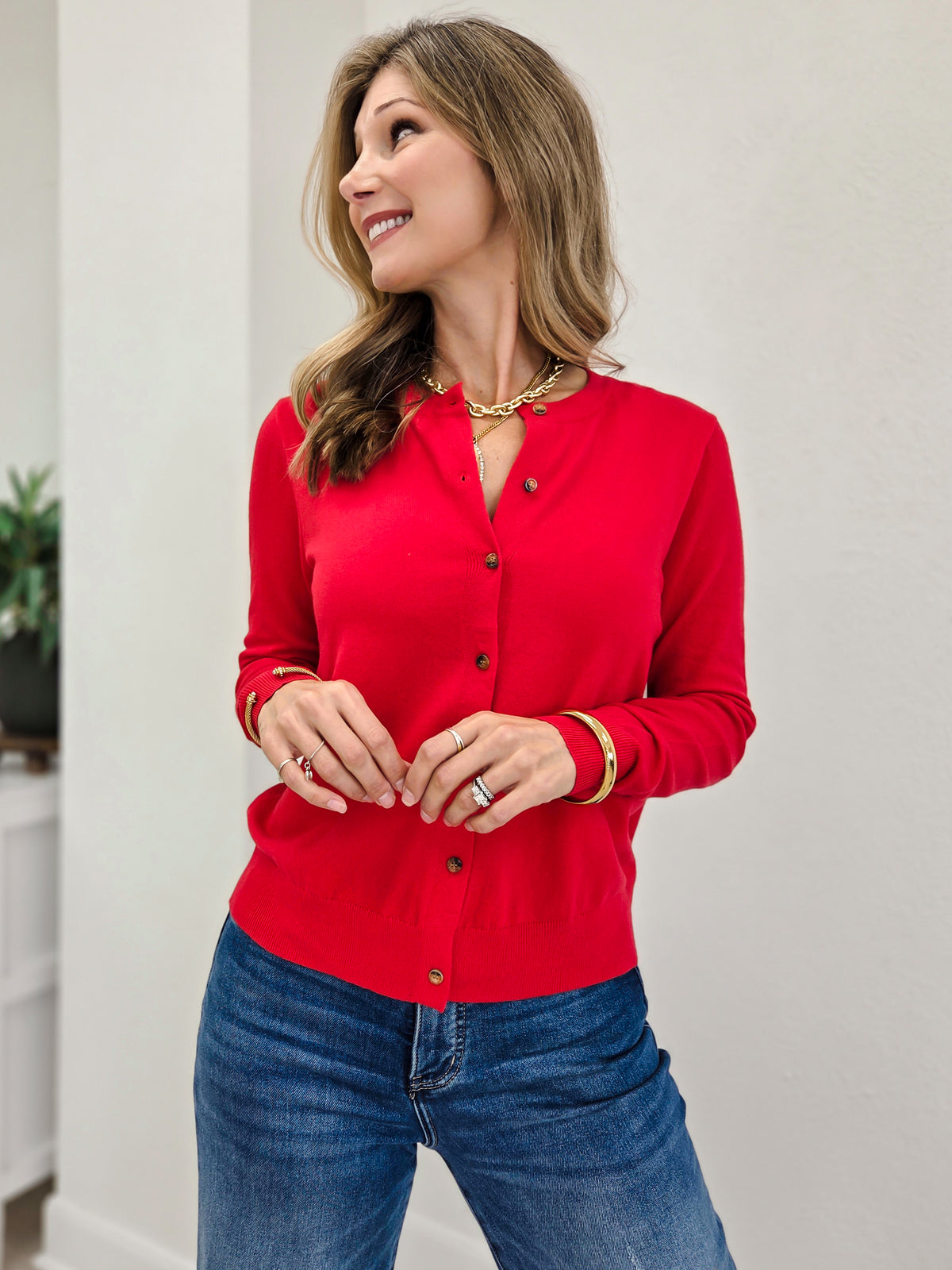 Solid Button Down Sweater Cardigan