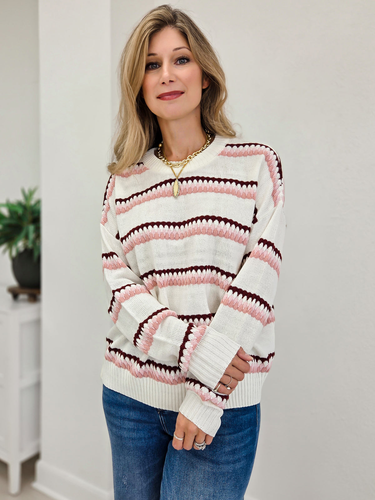 Honeycomb Multi Striped Sweater