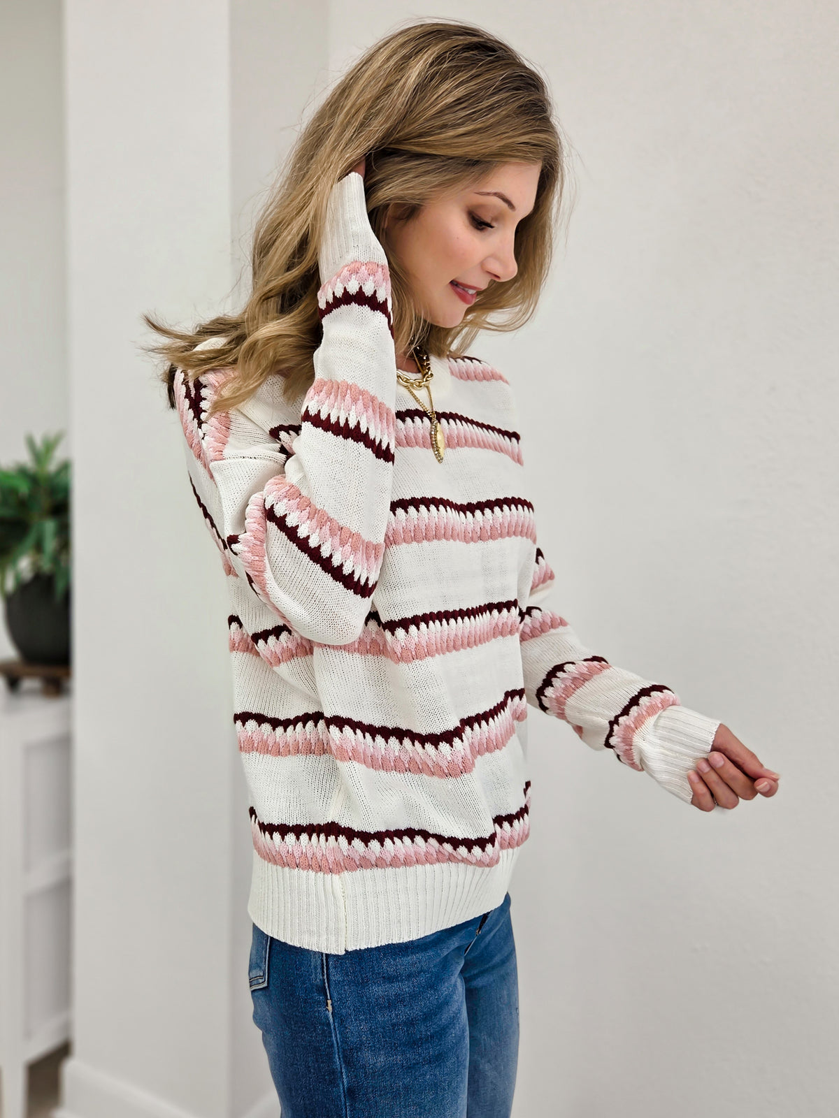 Honeycomb Multi Striped Sweater