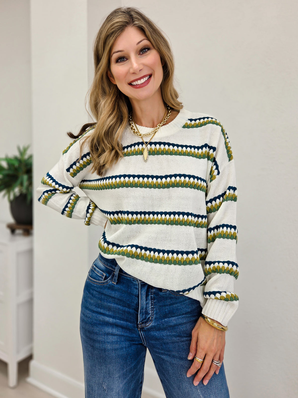 Honeycomb Multi Striped Sweater