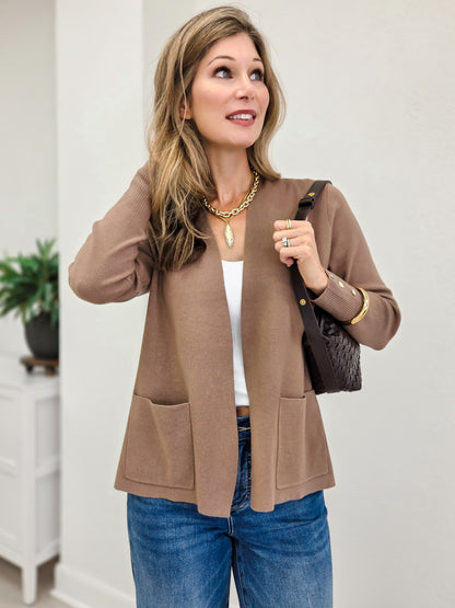 Button Cuff Solid Sweater Cardigan